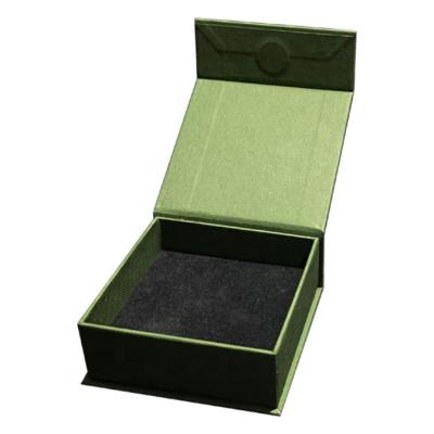 China Paper Magnet Necklace Box Dark Green Paper Jewelry Box with Magnet Customized for sale