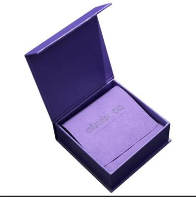 China Customized Purple Magnet Jewelry Box and Pouches Ideal for 90*90*35mm Ring Packaging for sale