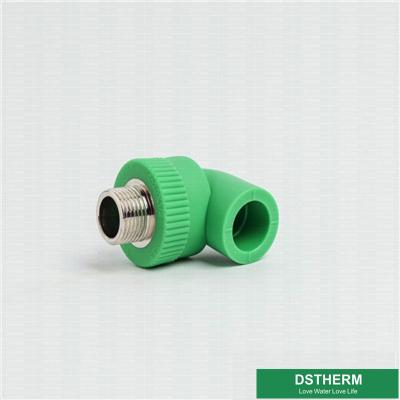 China Green Color Ppr Pipe Accessories Male Threaded 90 Degree Elbow Long Service Life for sale