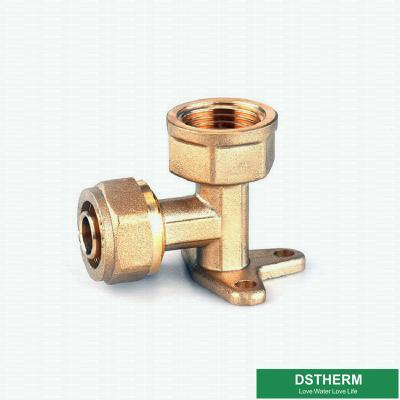 China Brass Color Customized Logo Pex Brass Fittings Wall Plated Female Elbow for sale