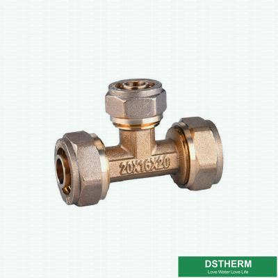China Reducer Threaded Tee Pex Fittings Brass Color ISO Standard Customized Designs And Weight for sale