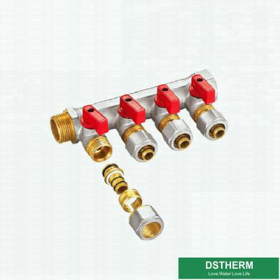 China Floor Heating System Water Mixer Valve Brass Manifolds Two Ways Three Ways to Six Ways for sale