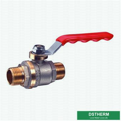 China Forged Brass Ball Valve Steel Handle Double Male Threaded Two Colors Ball Valve for sale