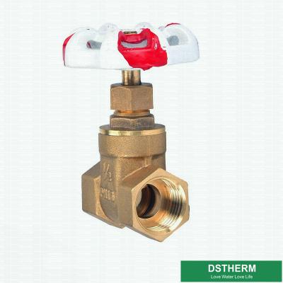 China Customized OEM&ODM BSPT NPT Big Style Brass Gate Valve  With Red White Iron Handle for sale