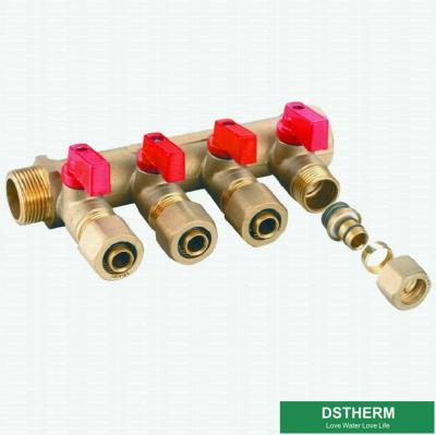 China Four Ways Brass Water Separators Manifolds For Pex Pipe Customized Logo For Hot Water Supplying for sale