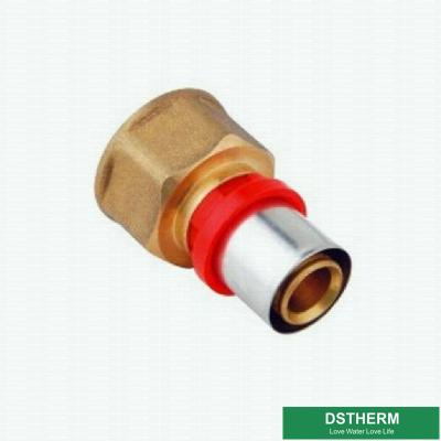 China Customized Female Threaded Coupling Compression Double Straight Brass Press Union Fittings For Pex Aluminum Pex Pipe for sale