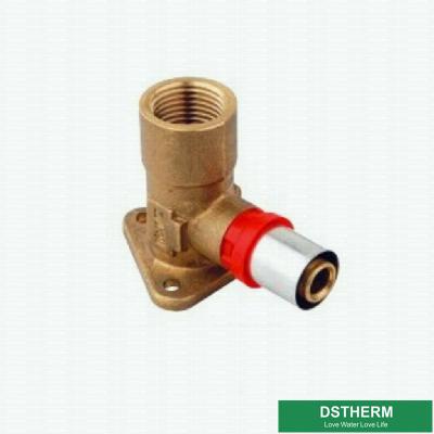 China Female Wall Plated  Threaded Elbow Compression Double Straight Brass Press Union Fittings For Pex Aluminum Pex Pipe for sale