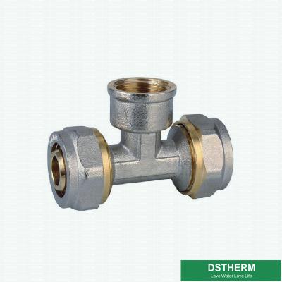 China Customized Female Threaded Tee Compression Brass Fittings Screw Fittings For Pex Aluminum Pex Pipe for sale