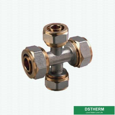 China Customized Equal Threaded Cross Fittings Compression Brass Fittings Screw Fittings For Pex Aluminum Pex Pipe for sale