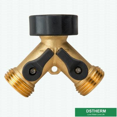 China Customized Brass Garden Fittings Two Ways Garden Type Y Brass Water Pipe Hose Connector for sale