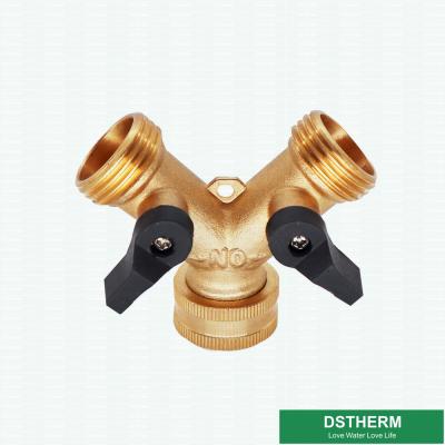 China Type Y Water Two Ways Pipe Joint Union Connector Brass Valves for sale