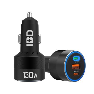 China 130W Max Good Compatibility Car Charger Fast Charging Three Ports for Macbook for sale