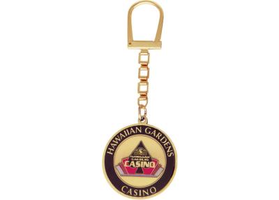 China Zinc Alloy, Pewter, Aluminum Gold Plating CASINO Promotional Keychain with Copper Stamped for sale