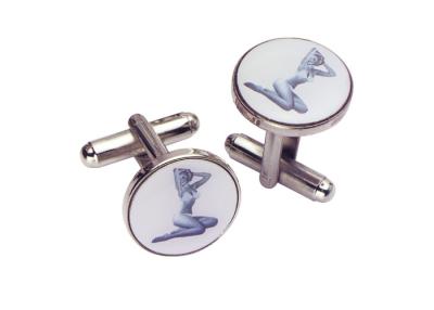 China Zinc Alloy, Aluminum, Stainless Steel Cufflink With Synthetic Enamel, Offset Printing And Nickel Plating for sale