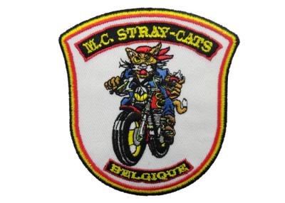 China M.C. Stray Cats Embroidery Patch, Custom Embroidered Patches With Iron Glue On Back Side for sale