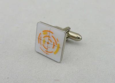 China Brass Stamped With Soft Enamel Cufflink , Gold Nickel Plating For School for sale