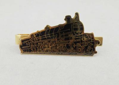 China Small Nickel Custom Gold Personalized Tie Bar Gift With Epoxy Black Train for sale
