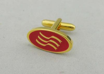 China Unique Custom Red Round Cufflink , 2 mm Thickness Imitation Gold Plating for sale