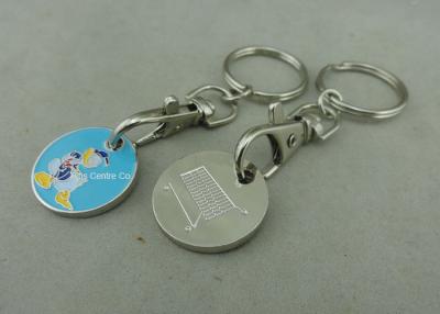 China Promotional 2D Shopping Cart Coin Keychain , Iron Stamped Custom Metal Tokens for sale