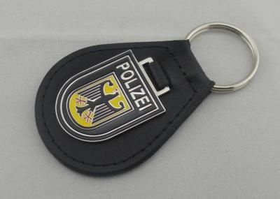 China Iron Personalized Leather Keychains And Germany Polizei Leather Key Chain for sale