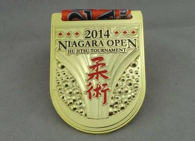 中国 Jiu Jitsu のトーナメントのリボン メダルはダイ カスト金張りの 販売のため