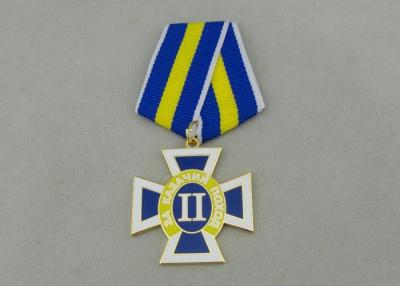 中国 金張り注文賞メダルは浮出し印、軍隊がメダルを与えるリボン 販売のため
