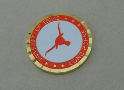 China Die Casting University of Texas Personalized Coins With Rope Edge and Plastic Coin Box for sale