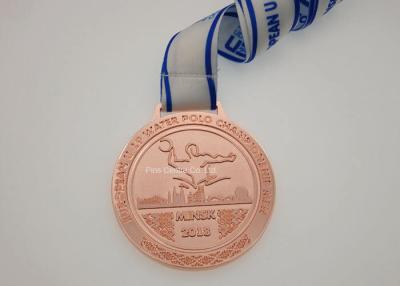 China Soft Enamel Running Race Medals , Custom 5K Race Medals Neck Ribbon for sale