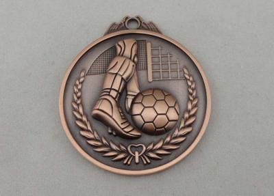 China Football Die Cast Medals 3D Design 45 mm Antique Copper Plating / Anti-brass for sale