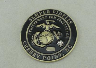 China 3D SEMPER FIDELIS USA Navy Personalized Coins Brass Die Struck / Antique Brass Plating for sale