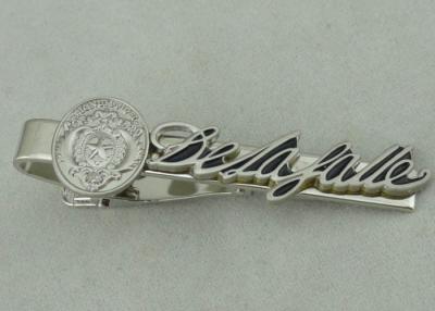 China 22 mm Special Cufflink Custom Tie Bars 3D Brass Stamped Silver for sale