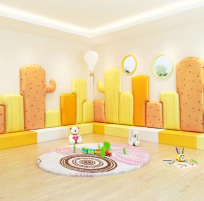 China China High Quality PU Leather Material Kids Room 3D Cactus Soft Wall Padding for Nursery Daycare and Kindergarten School for sale