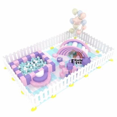 China Event Rental Portable White Pastel Color Toddler Foam Ball Pit Pool Indoor Soft Play Structure Equipment Set with Fence for sale
