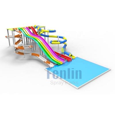 China fiberglass water slides combination/ water rides combo used for resort hotel aqua park water slides group for theme park for sale