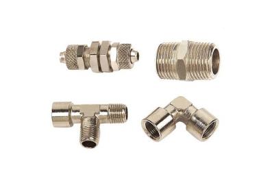 China Knurling Nut Type Pneumatic Line Fittings In Brass Nickle Plated Optional Size for sale