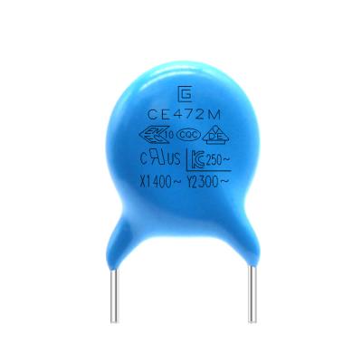 Китай Цвет конденсатора безопасности Y2 300VAC 472M голубой для переключая электропитания продается