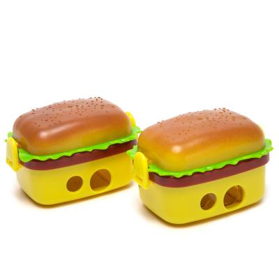 China Baby Safe Cute Hamburger Double Hole Manual Pencil Sharpener for sale