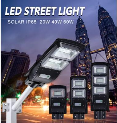 China New product 20 40 60 w IP65 outdoor integrated motion sensor all in one solar led street light price for sale