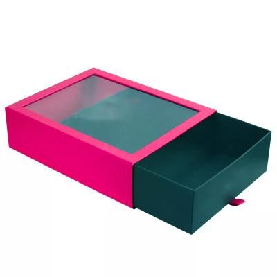 China Pantone PU Leather Box Sliding Kraft Drawer Gift Box Folding TUV for sale
