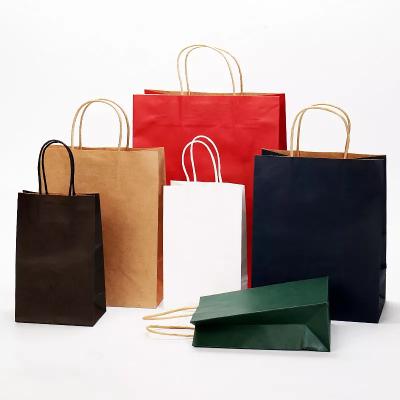 China Takeout Packaging Paper Bag Logo Printing Varnishing Kraft Paper Bag TUV for sale
