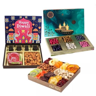 Chine Le décoratif imprimé de cadeau l'épousant caisse d'emballage la caisse d'emballage sèche de fruit de Diwali vide à vendre