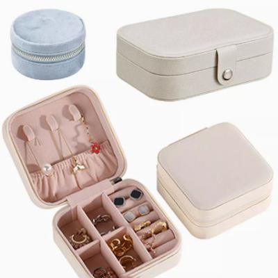 China CMYK Portable Small Travel Jewelry Boxes Compostable PU Leather ISO9001 for sale