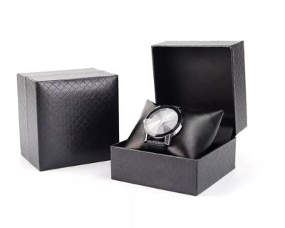 China PU leather Custom Watch Box Packaging black Stripe Elegant for sale
