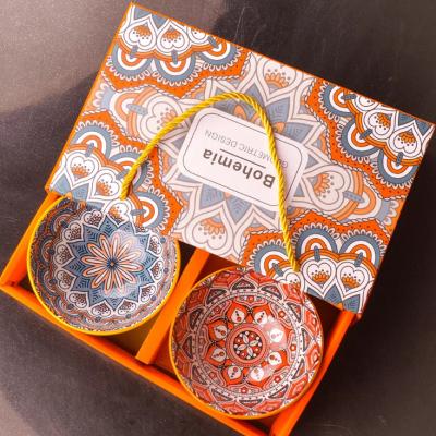 China Caja de regalo de cerámica de empaquetado del sistema de cena del cuenco de las cajas del servicio de mesa del estilo japonés en venta