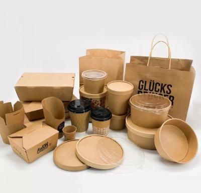 China Disposable Kraft Paper Packaging Box Flexo Greaseproof Take Away Lunch Box for sale