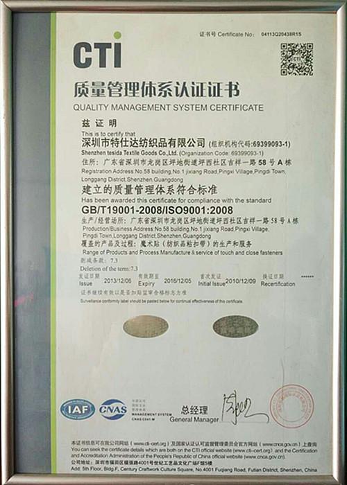 ISO - Shenzhen Tesida Textile Goods Co., Ltd.