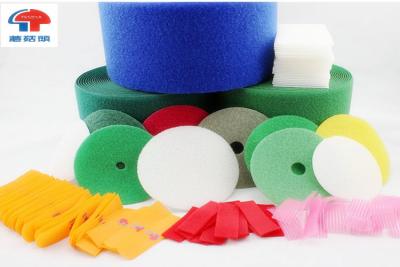 China Coloured polyester Dots / Circle hook and loop tape for sewing , Strong Sticky for sale