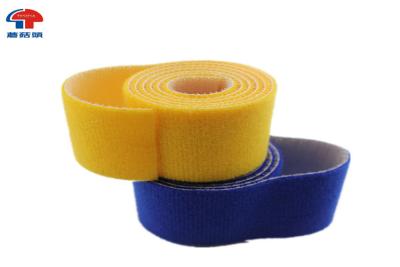 China Wide yellow Double Sided hook and loop cable wrap Roll for Cable Management for sale