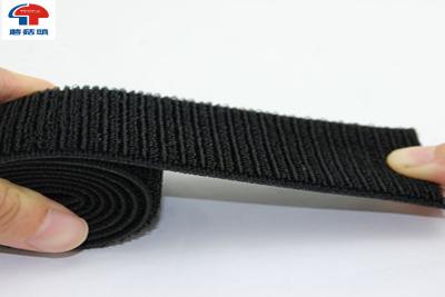 China Reusable sticky back black Elastic Hook And Loop Strap / Bandage With Closure for sale