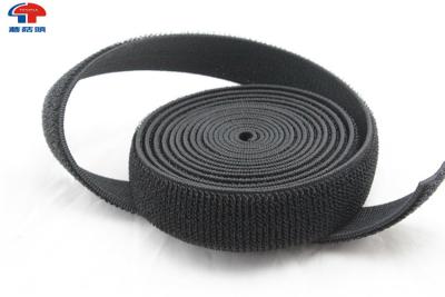 中国 強く黒い伸縮性があるホックおよびループ締める物の革紐、ホック及び包帯のために自己接着ループ テープ 販売のため